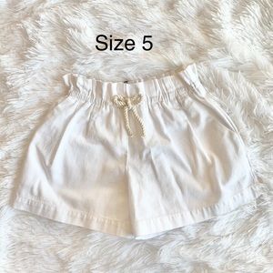 NWT Zara Girls Paperbag Elastic White Shorts Sz 5